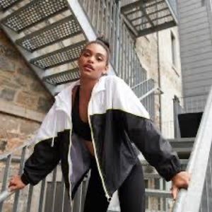 Garage Wind Breaker - White and Black with Lime Green Detail